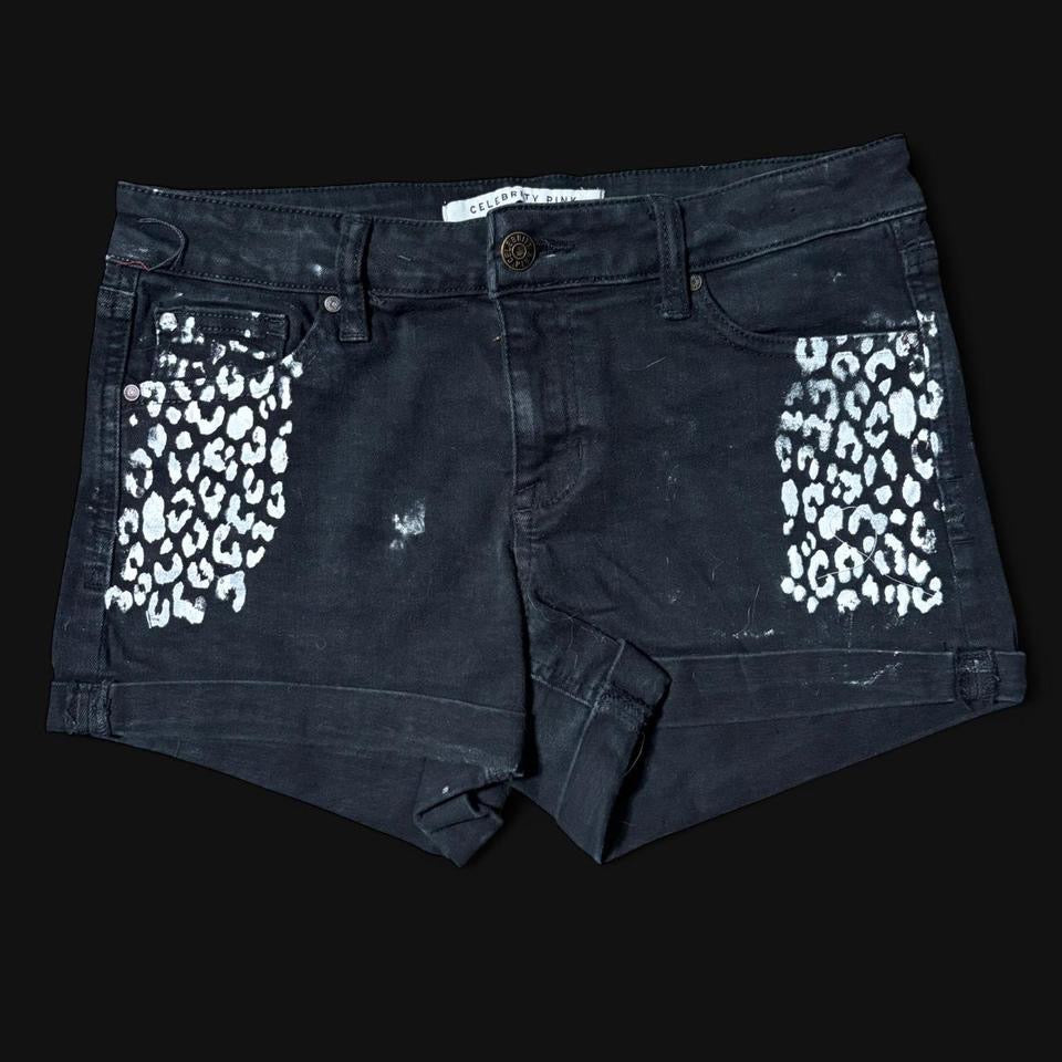 black skull x cheetah print shorts