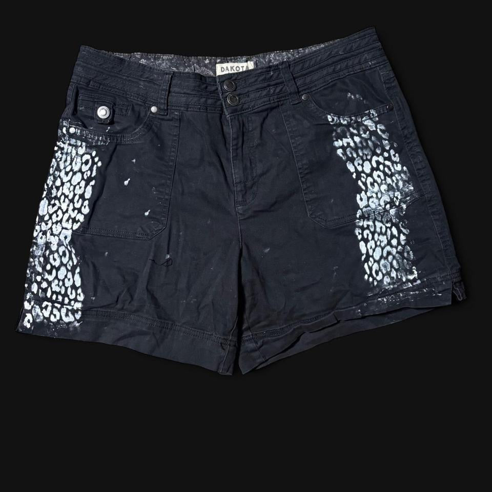 black skull x cheetah print shorts