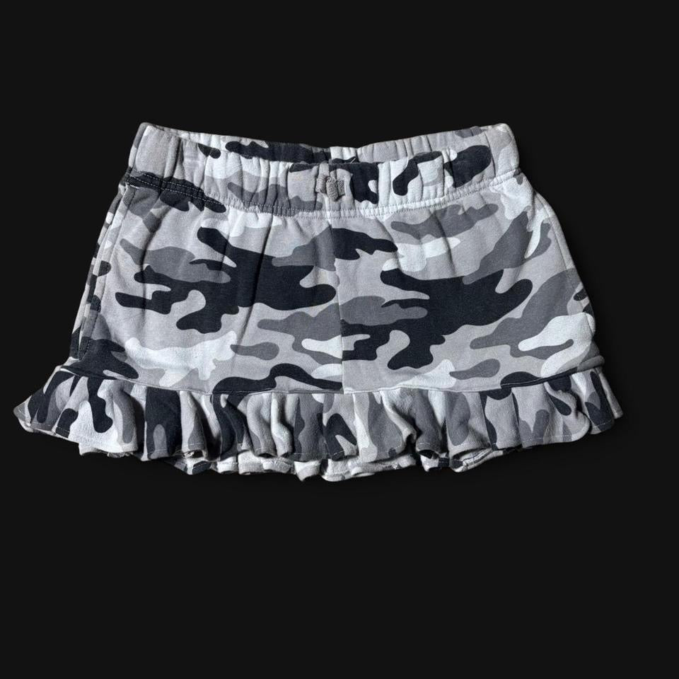 sweatpant camo mini skirt