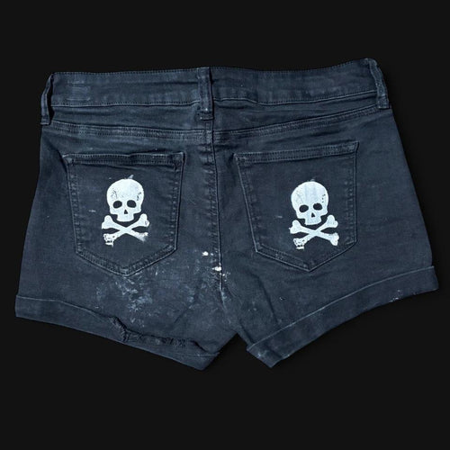 black skull x cheetah print shorts