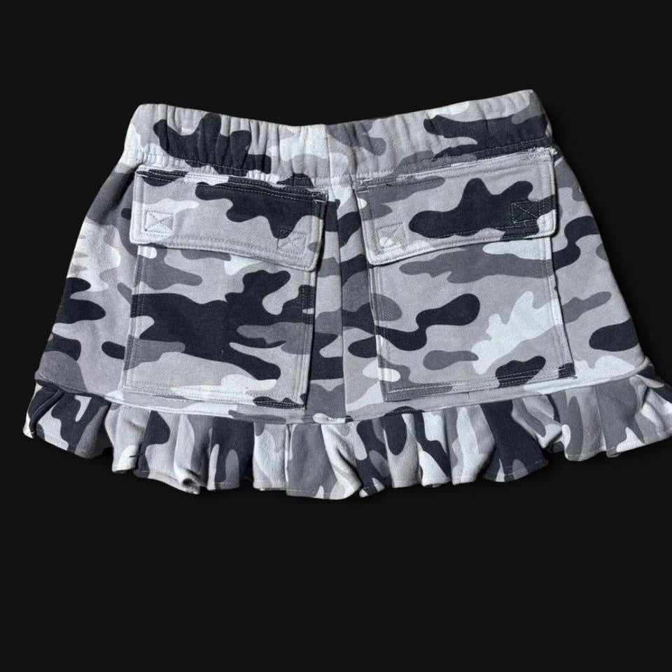 sweatpant camo mini skirt