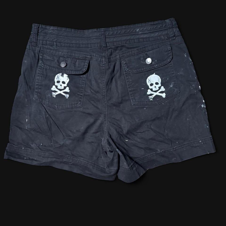 black skull x cheetah print shorts