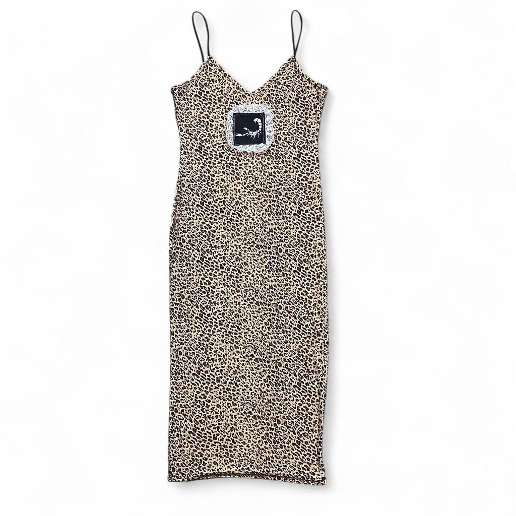 scorpion patch lace cheetah print dress 🐾