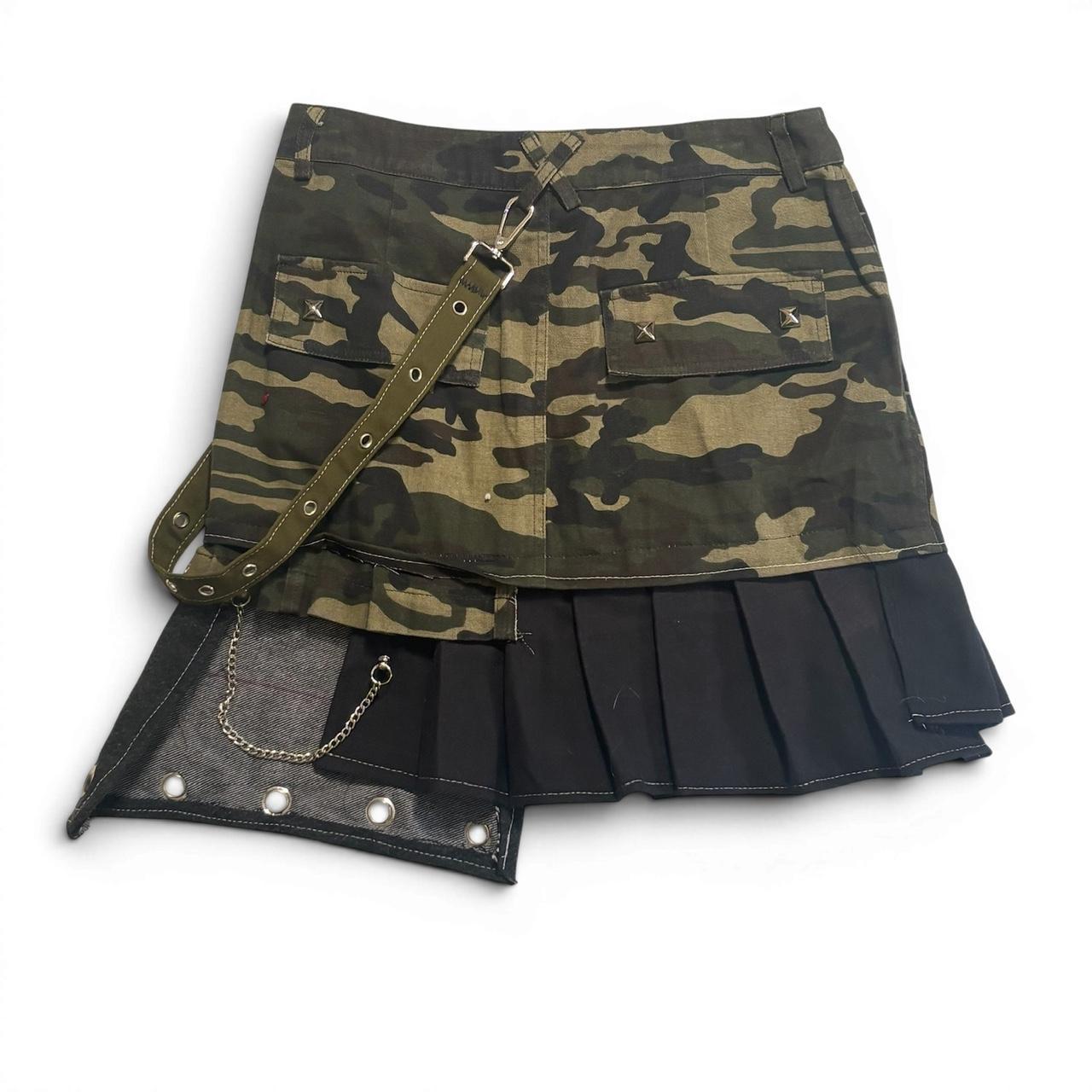 camo denim distressed punk skirt