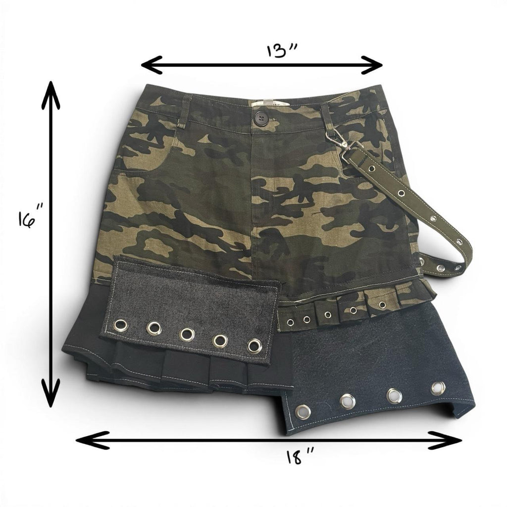 camo denim distressed punk skirt